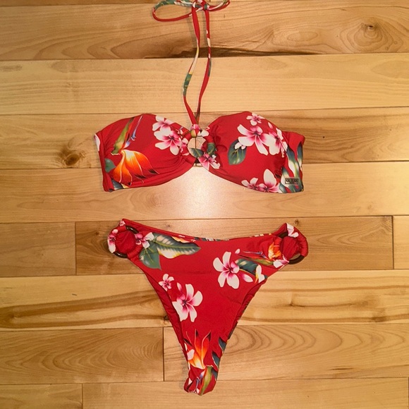 Guess rec floral bikini top and O-ring bottom set size small - Picture 7 of 12